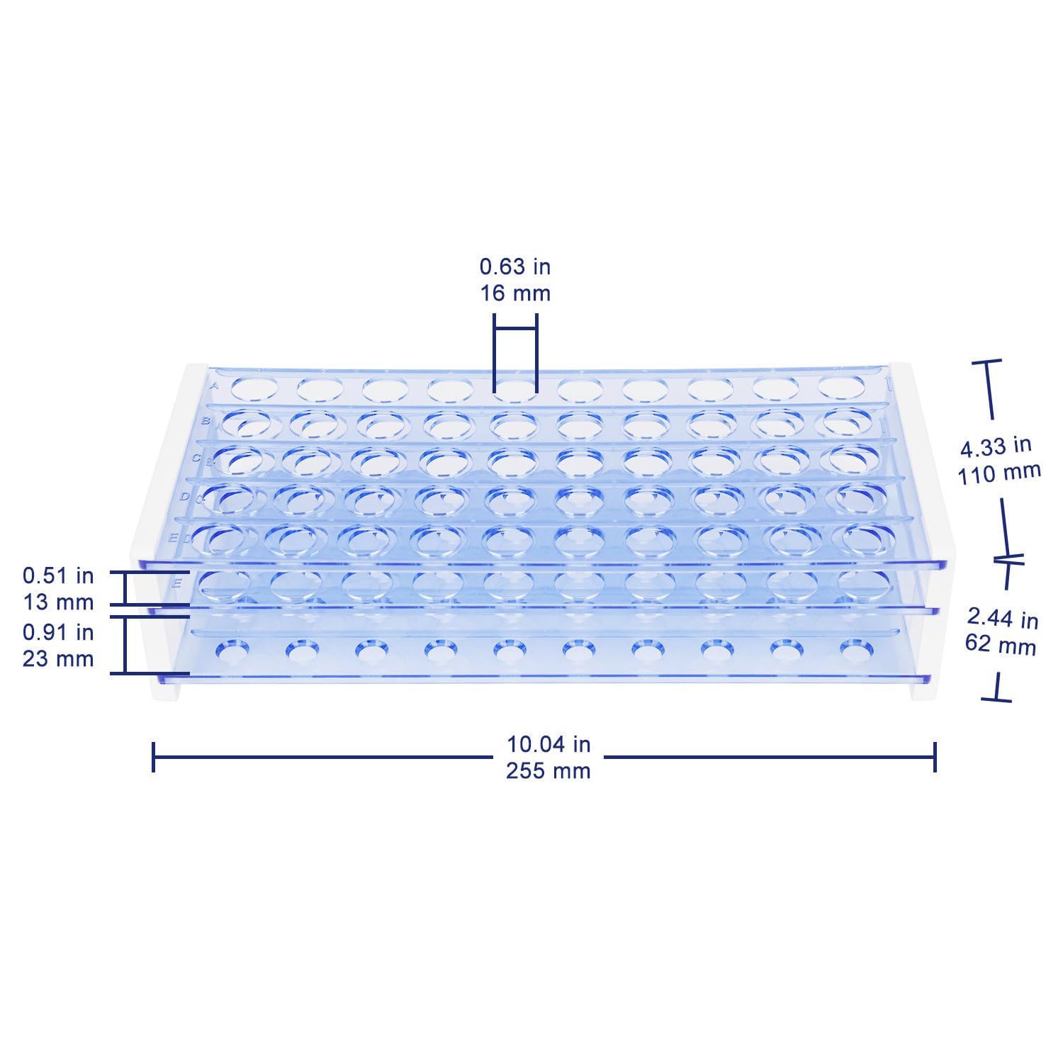 Labasics Rastrelliera per Provette 50 Posti 16 mm Plastica Blu a tre Livelli Rimovibile