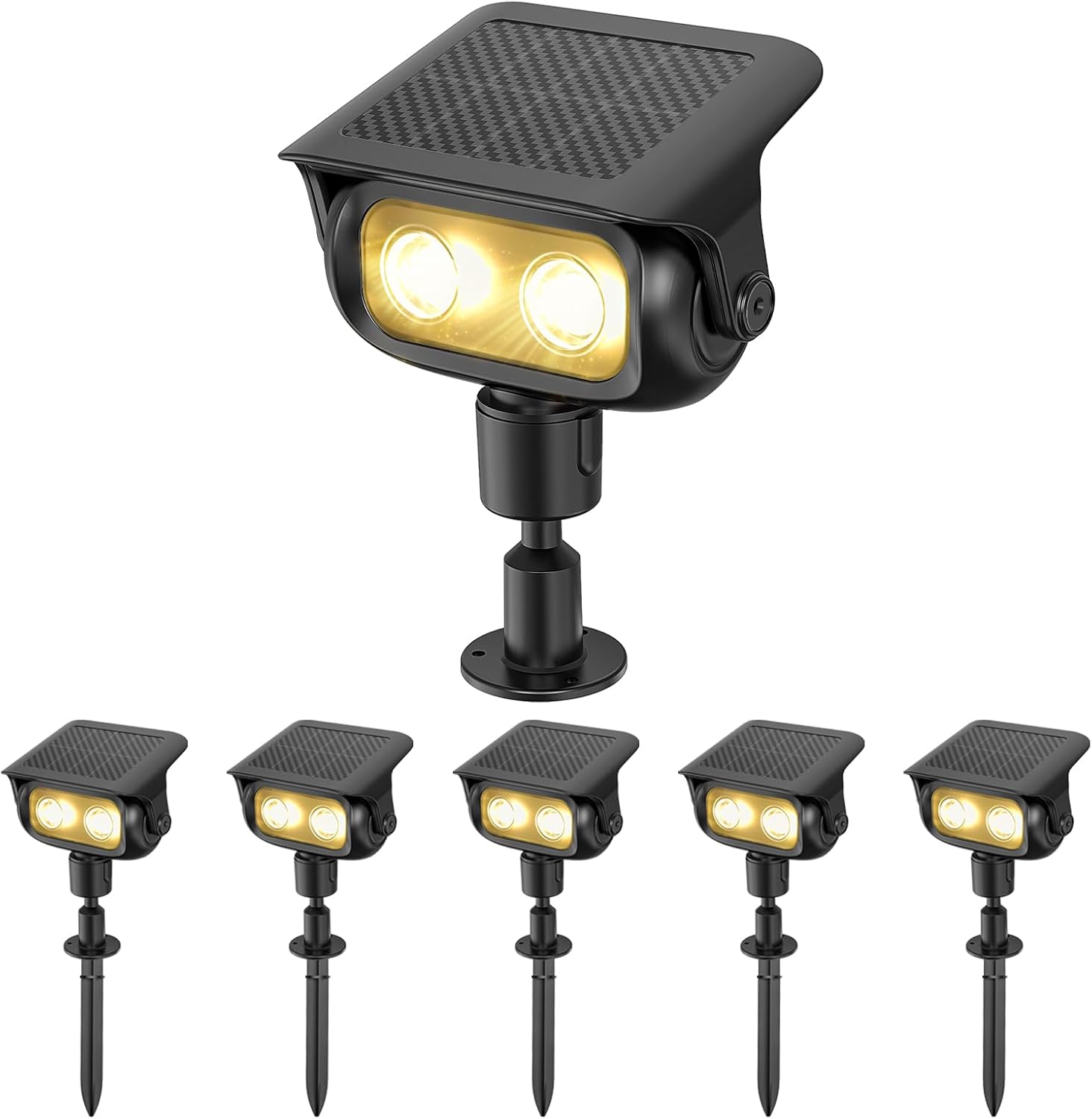 Solar Landscape Spotlights Outdoor for Garden Ambience, Warm White LED Spot Lights for Tree, Flag Lighting, Adjustable Solar Uplights, Auto On/Off Dusk to Dawn