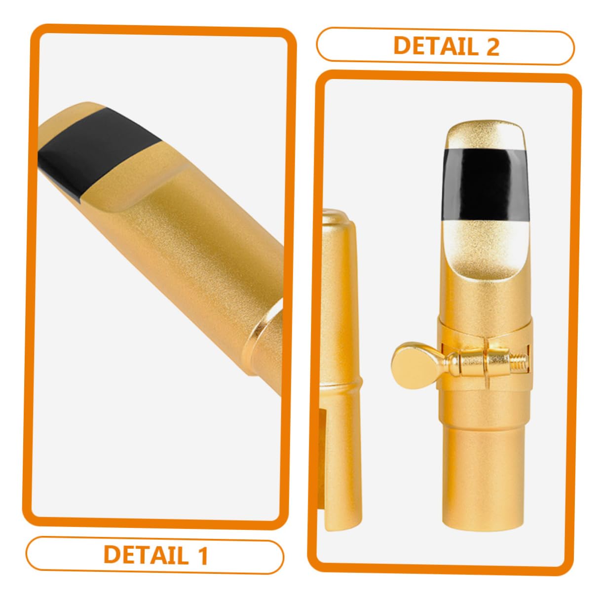 Bocchino per Sax Contralto in Metallo Oro Opaco, Set 1 Pezzo | Tappo Protettivo e Clip Inclusi, Sacchetto, Accessori per Sassofono per Musicisti Professionisti