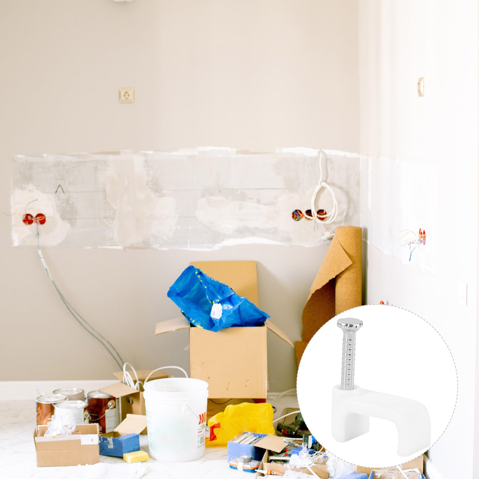DOITOOL Kabelklemme mit Nägeln 12mm, 500 Stück, Weiß für Büro und Zuhause