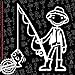 Papà Pescatore StickMan© 2.0 Bianchi e Neri Adesivi Famiglia Vetro Auto Stickers Family Stickers Family Decal