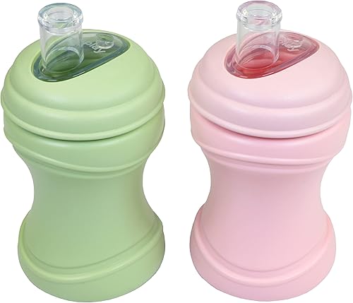 Re Play - Tazas para beber de 8 onzas con boquilla suave para bebés, niños pequeños y niños - Paquete de 2 con tapa de clip - Rosa hielohoja (rosa