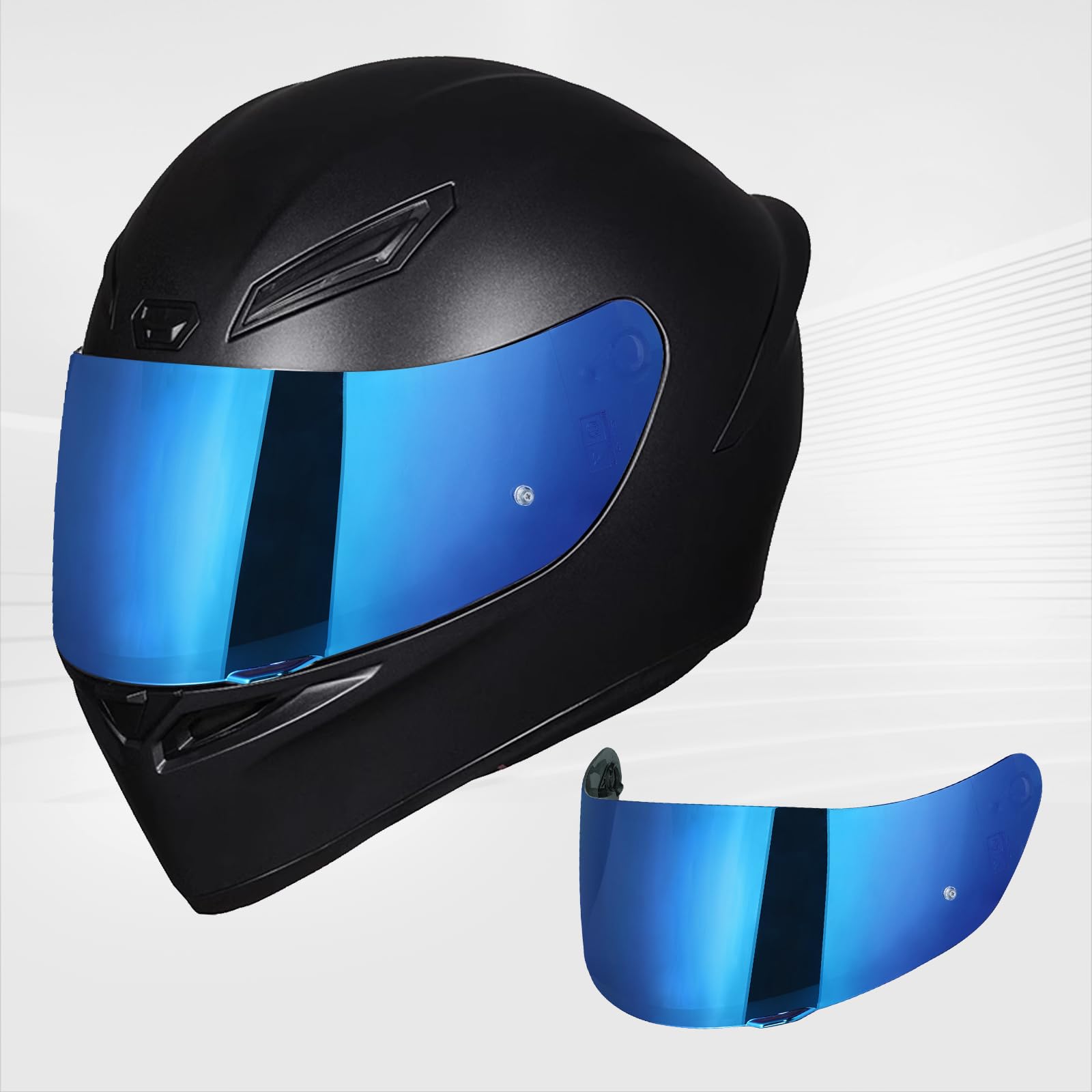 Wizjer do kasku Agv K1 K3SV K5, wizjer do kasku motocyklowego, ochrona przed wiatrem, wizjer na całą twarz, kompatybilny tylko z kaskami Agv K1, K3SV i K5 (chrom, niebieski)