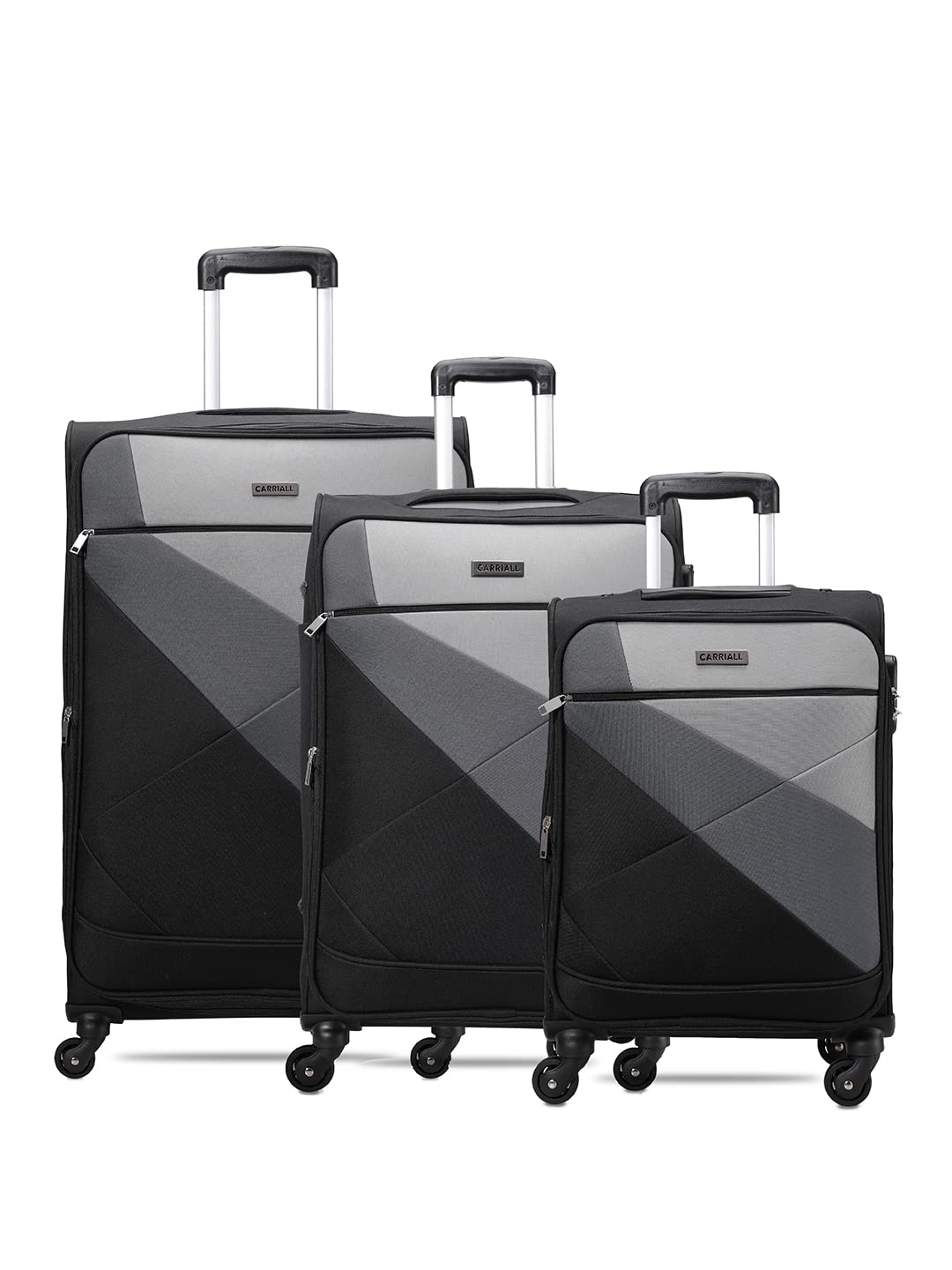 carriall Vista Black Polyester Luggage Bag for Travel Set of 3 (Large, Medium & Small) | Suitcase for Travel & Business | 4 Spinner Wheels, Anti Theft & Front Pockets | Suitcase for Men & Women-picture-39