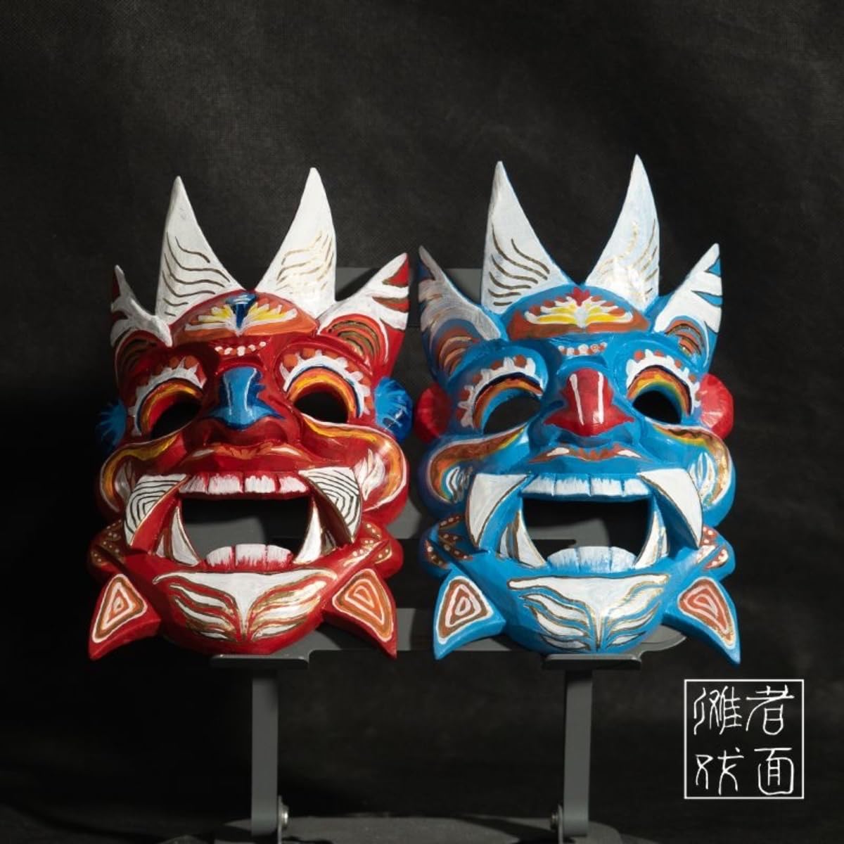 Hand Carved Traditional Wooden Mask,Chinese Nuo Opera Masks，Wood Hanging Asian Mask,Hand Carved Painted Wooden Mask, 15*10 inches