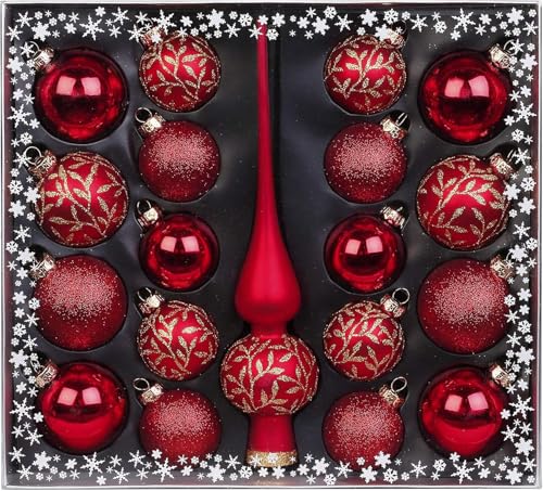 MAGIC Kugelsortiment Glas Dekor 19 TLG. mit Spitze Christbaumkugeln...