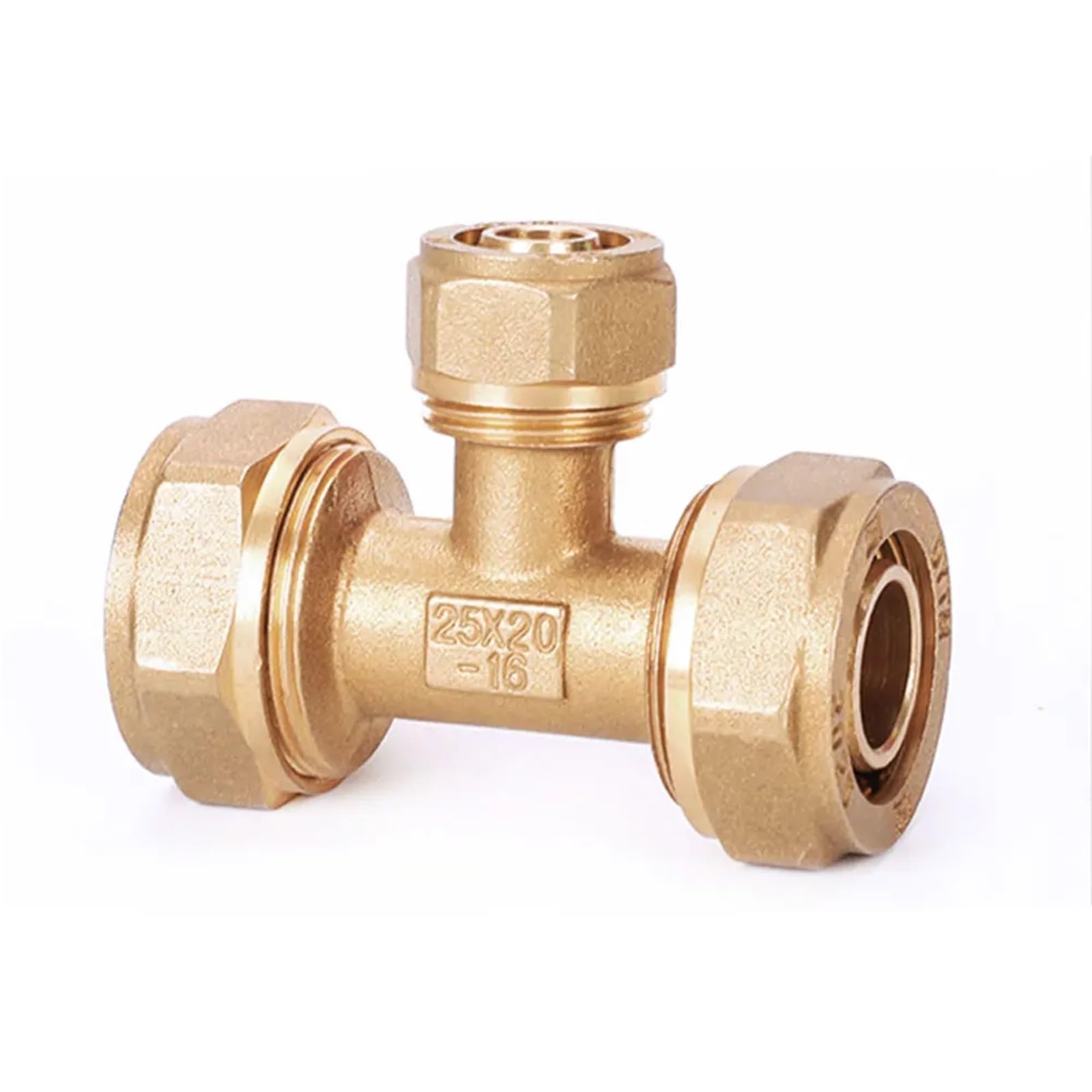 Brass Compression Tee Pex 1216/1418/1620/2025/2632 Pipe Fitting Equal Reduced Aluminum Pipe Fittings for Floor Heating(2025)