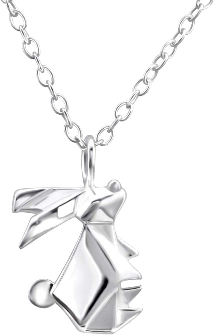 The Rose & Silver Company Women 925 Sterling Silver Origami Rabbit Necklace 45cm / 17.7"