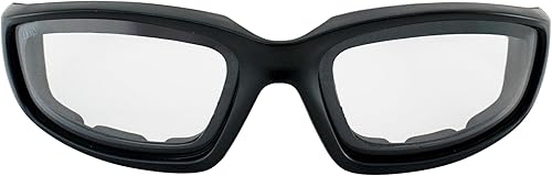 Miniatura 2 de Epoch Eyewear Gafas de sol fotocromáticas para motocicleta con oscurecimiento automático, montura negra acolchada de espuma con lente transparente a
