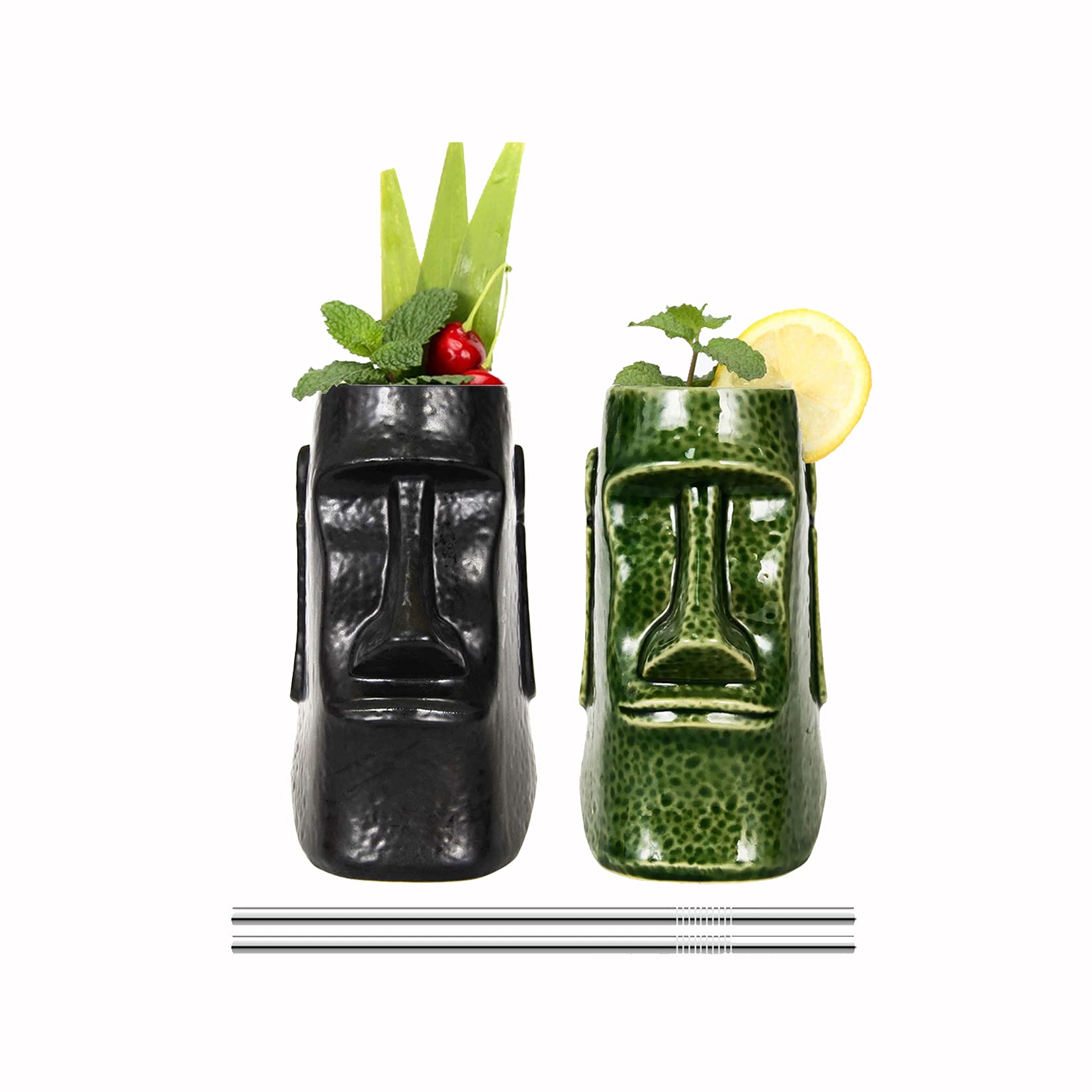 Tiki gläser–Tiki Becher – cocktailgläser–Cocktail Set–Keramik Cocktailgläser–Hawaii deko –Tiki Bar–Partydekoration–Tiki Cocktail Party–Tiki Themed Parties–Halloween Parties.,A1