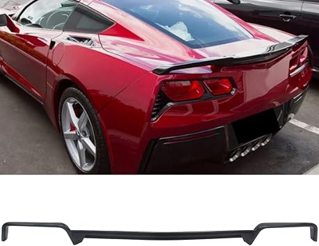 Carbon Fiber Look Rear Trunk Spoiler Wing Fits for 2014 2015 2016 2017 2018 2019 Chevy Corvette C7 ABS Tailgate Splitter Lip C8 Style Body Kits Trim Exterior Accessories