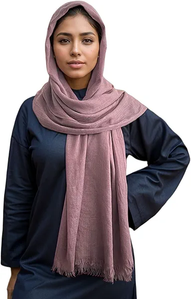 MiaoChoice Pure Color Cotton Linen Shawl Hijab For Muslim Women Oversized Lightweight Pashmina Headwraps Scarf With Tassels