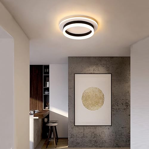 Miniatura 4 de Lámpara de techo LED redonda moderna, lámpara de techo LED empotrada de 24 W, luz de techo pequeña negra para comedor, dormitorio, cocina, baño,