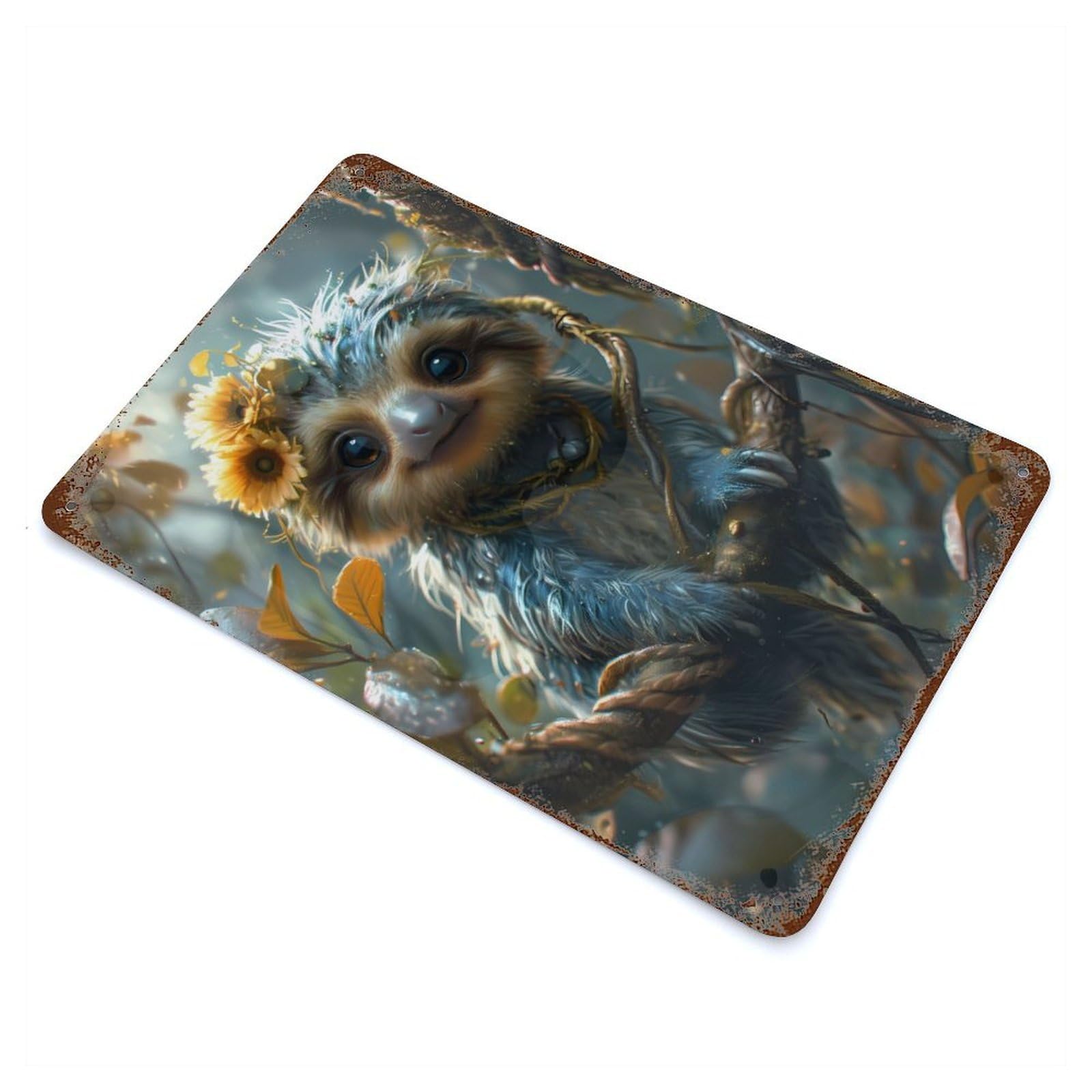 Cartoon Sloth Retro Metal Sign 11.8"x7.9", Vintage Wall Decor for Garage, Pub Or Kitchen