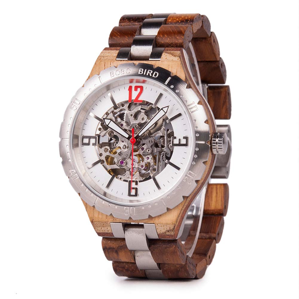 BOBO BIRDMens Wooden Mechanical Watches Men Large Size Waterproof Watches Top Brand Luxury Timepieces