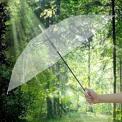 Image of Oblivion Umbrella For Men - Folding Design Umbrella with Curved Handle - Large Clear Canopy Windproof Stick Umbrella for Rainy Weather Outdoor Photography Everyday Use
