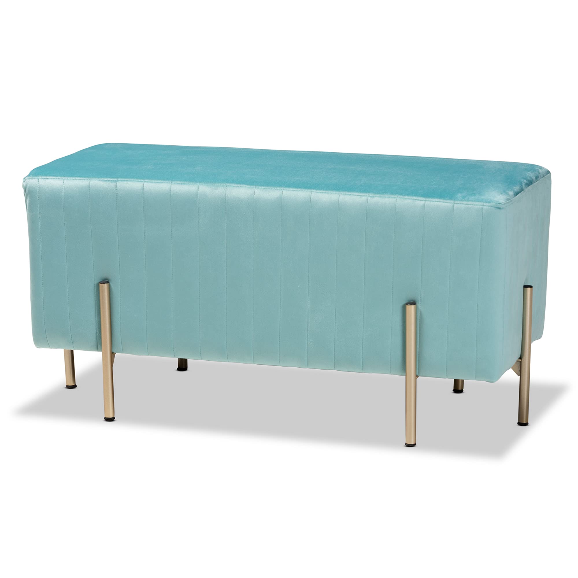 Baxton StudioHelaine Benches & Banquettes, Sky Blue/Gold