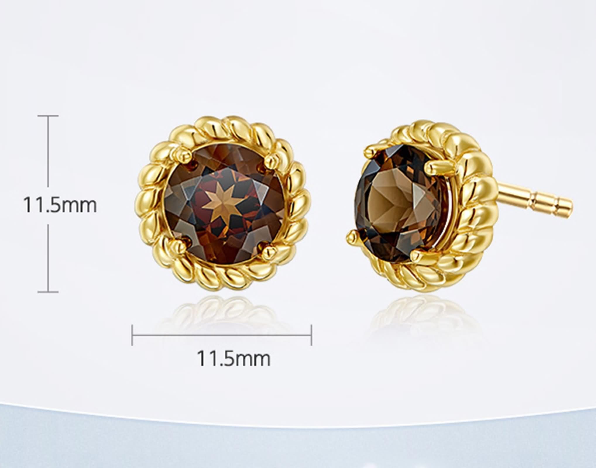 Pendientes pequeños de tuerca para mujer, aretes bohemios dorados trenzados redondos con plata de ley citrina