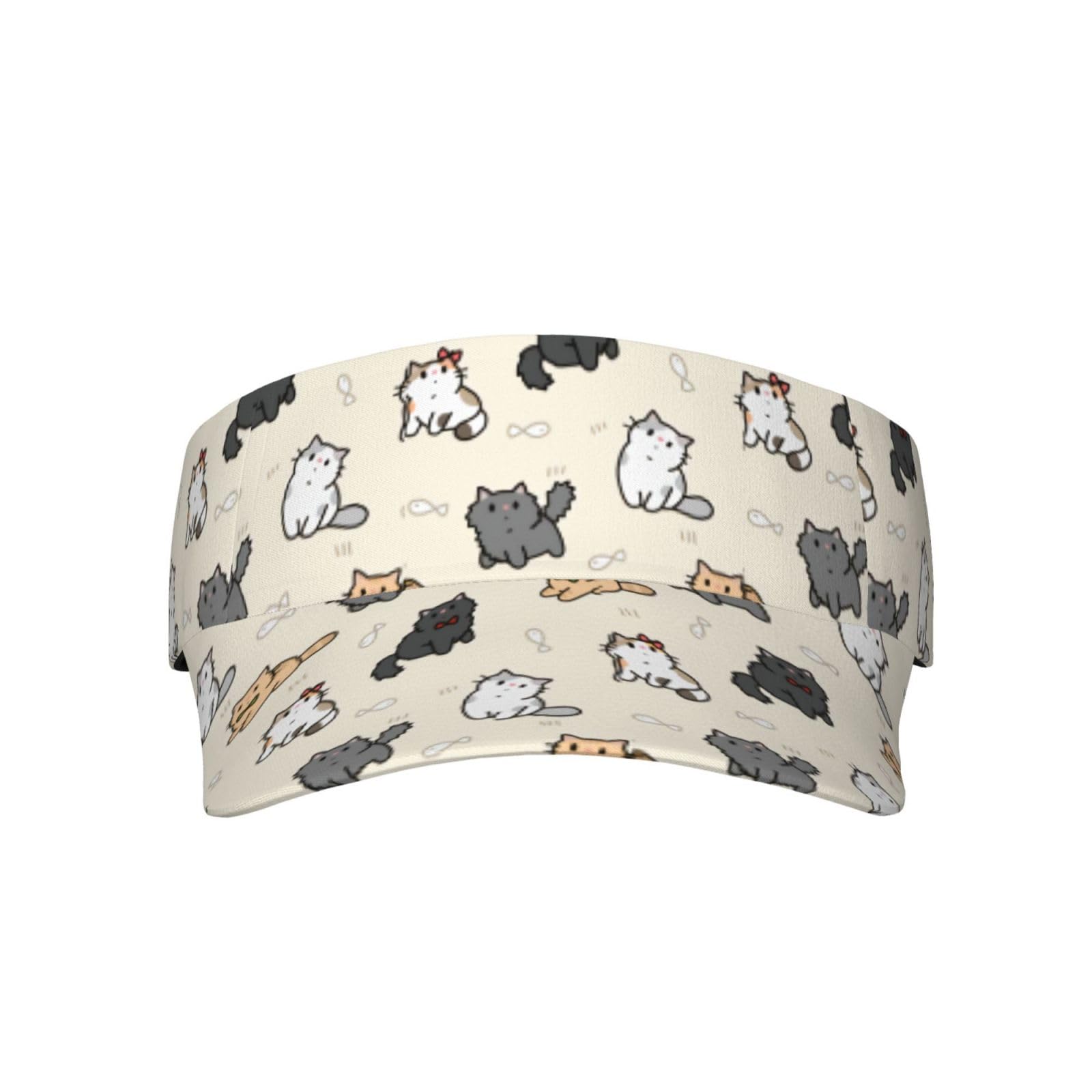 Cute Cat Sun Sports Visor Hat Cats Visor Hats Adjustable Cat Cap for Women and Men
