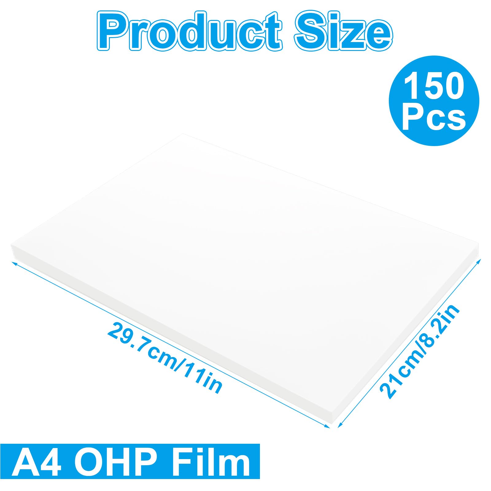 GBACHOOSE 150 Pcs A4 OHP Film Inkjet Printing, 21x29.7cm Quick Dry A4 Inkjet Transparency Film - Image 2