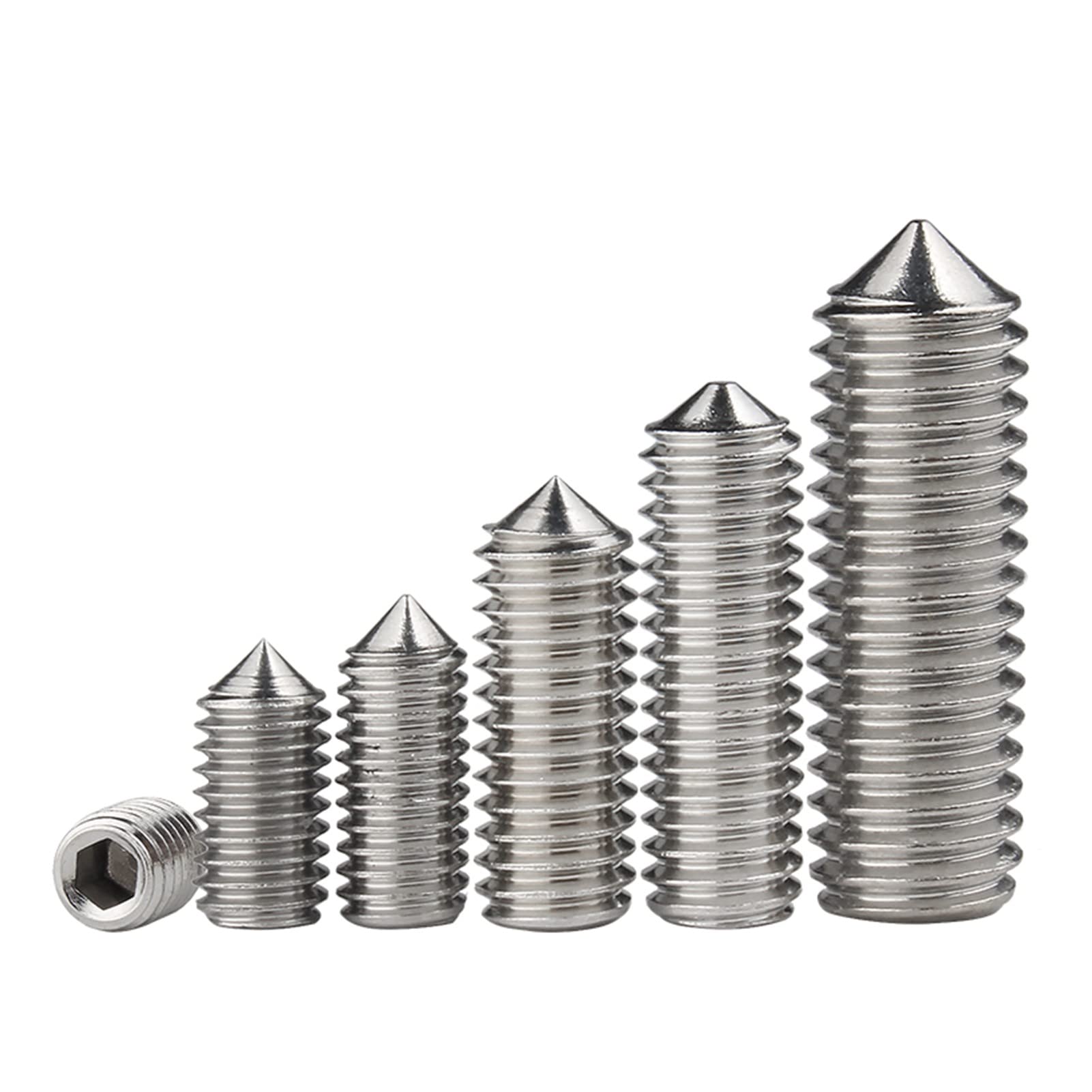 M6 x 16mm 20 Pcs Stożek Punkt Śruby dociskowe Stal nierdzewna 304 Gniazdo sześciokątne Wkręty Szpiczasta końcówka Allen Pokrętło