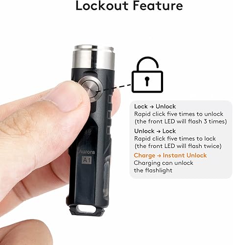 Miniatura 7 de RovyVon 3 linterna LED Aurora A1, linterna EDC recargable USB-C, 650 lúmenes súper brillante con tamaño de bolsillo EDC, encendido momentáneo, modo