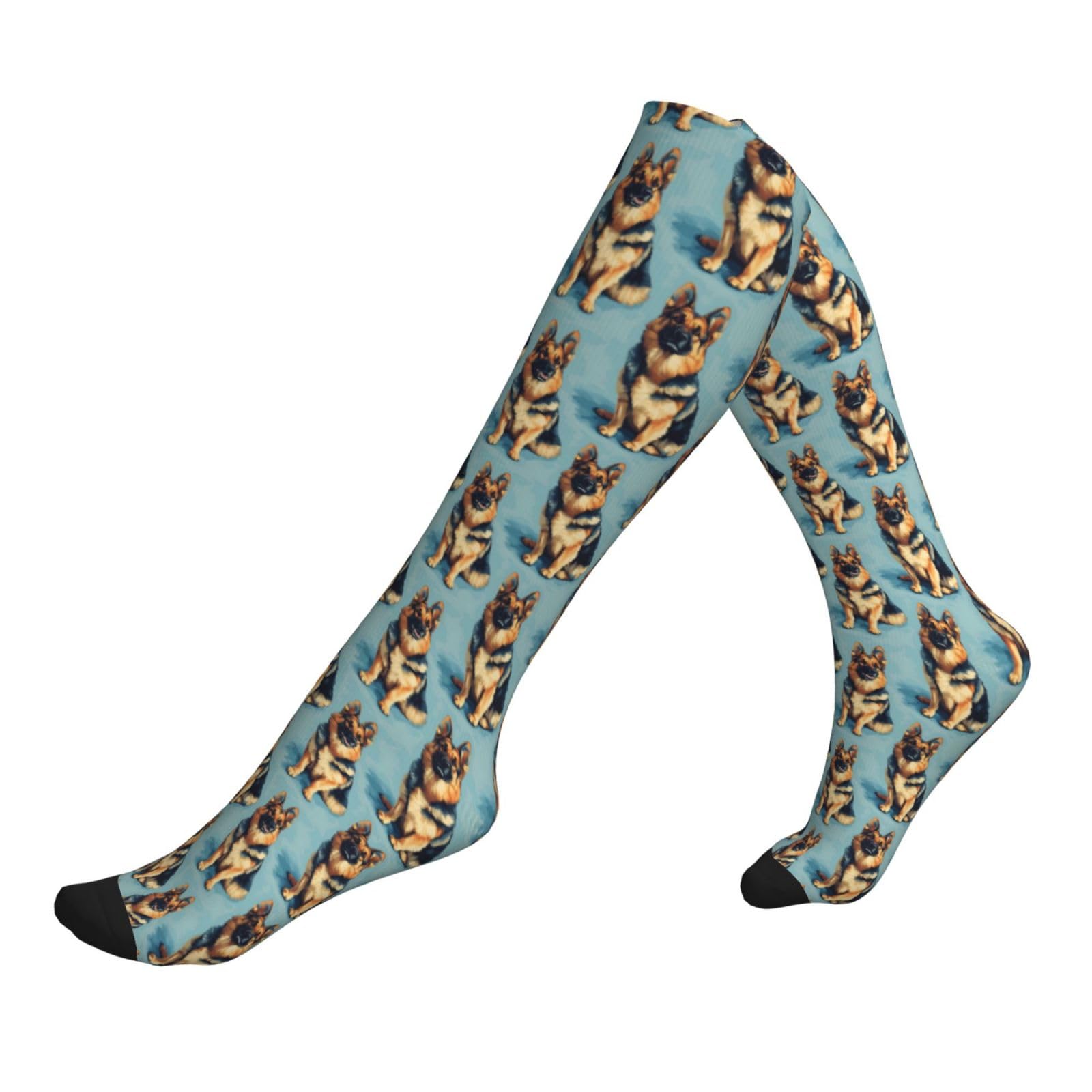 Peiyeety Unisex As Pic German Shepherd Dog Print Compression Socks For Women Men 15-20 Mmhg Support For Nurses Travel Running Athletic, Compression Stockings Support Socks
