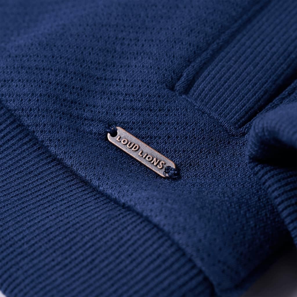 Sudadera infantil con cremallera azul marino, camiseta de manga larga de poliéster algodón elastano, talla para niños y niñas, transpirable y cálida