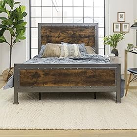 Home Accent Furnishings Industrial Metal and Wood Queen Bed Frame - Brown 61D+COqANEL. SS280
