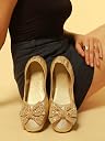 Marc Loire Woman Embellished Ballerina Flat Shoes| Slip-On Footwear with Stylish Design Suitable for Party & Casual Wear Gold gallery image