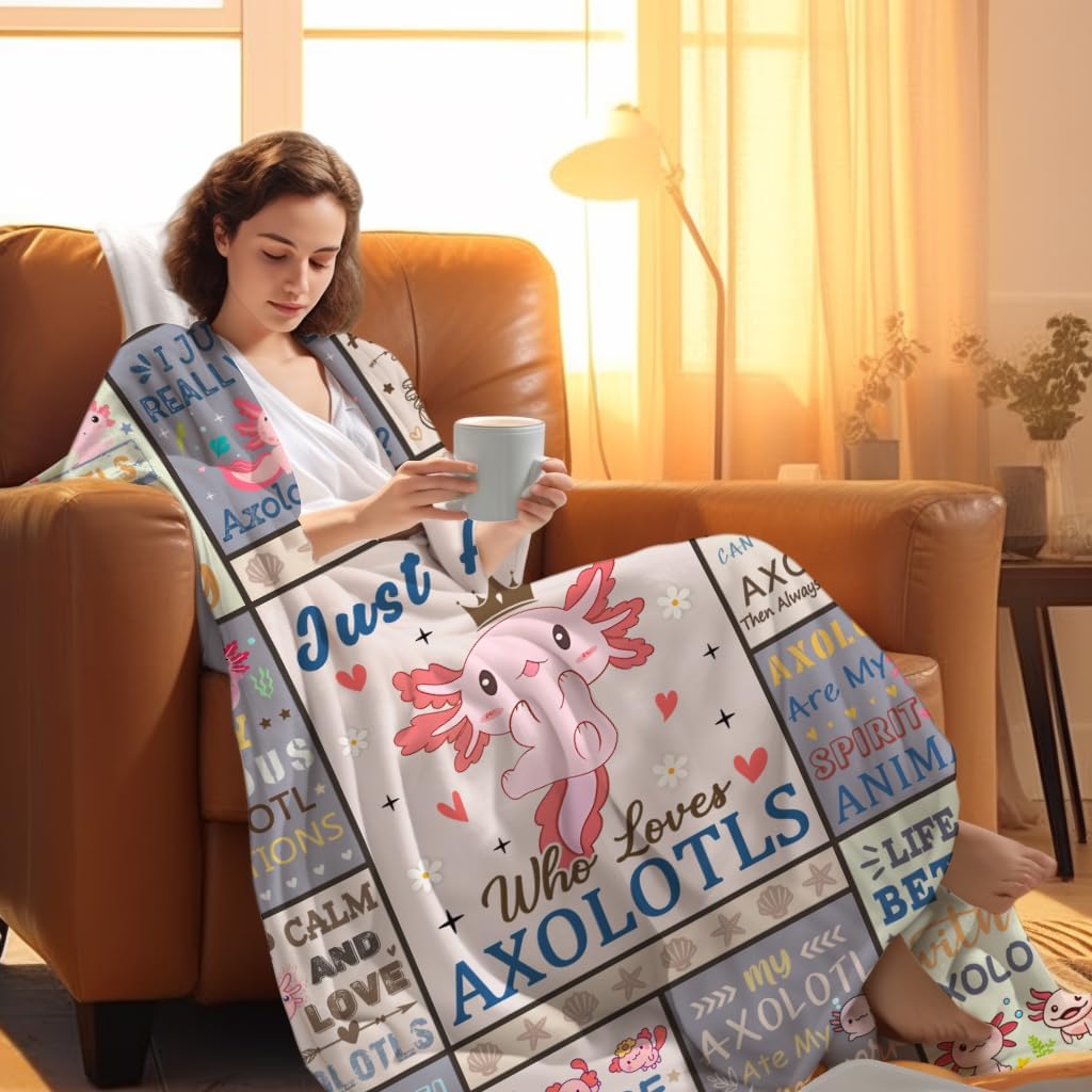 Axolotl Blanket Gifts for Girls Kids Adults,Axolotls Merch Stuff Animal Throw Blankets,Salamander Gifts for Axolotls Lover Women Teens 50"x40" - Image 3