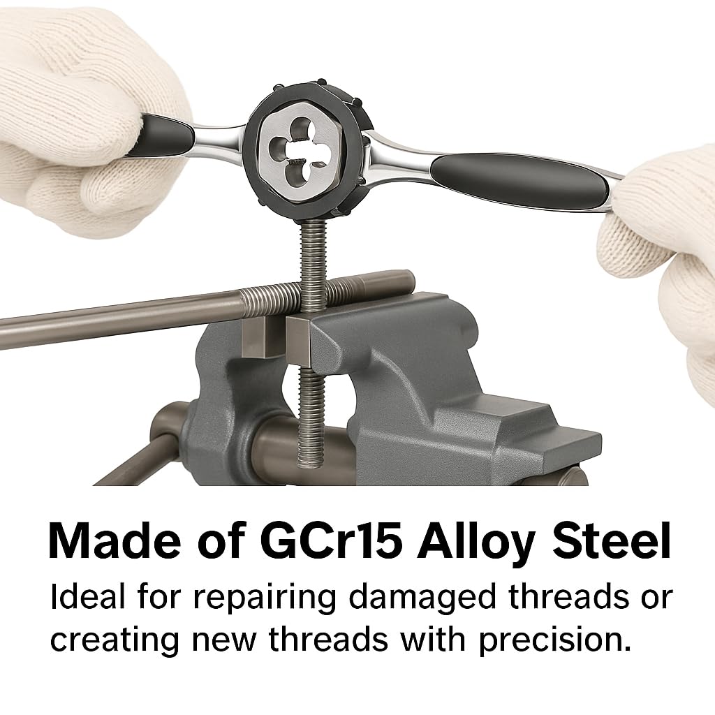 Juego de machos y terrajas de 1/4"-18 NPT – Combinación de macho de roscar y terraja hexagonal de acero aleado GCr15, herramienta de reparación de roscas cónicas para accesorios de tubería cónicos