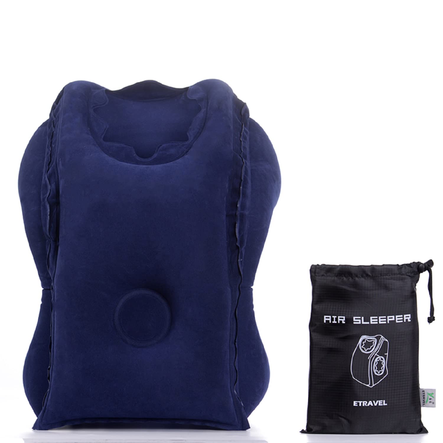Cuscino da viaggio gonfiabile per il sonno, cuscino portatile per la testa del collo, per aerei, treni, autobus, ufficio, campeggio, colore: nero