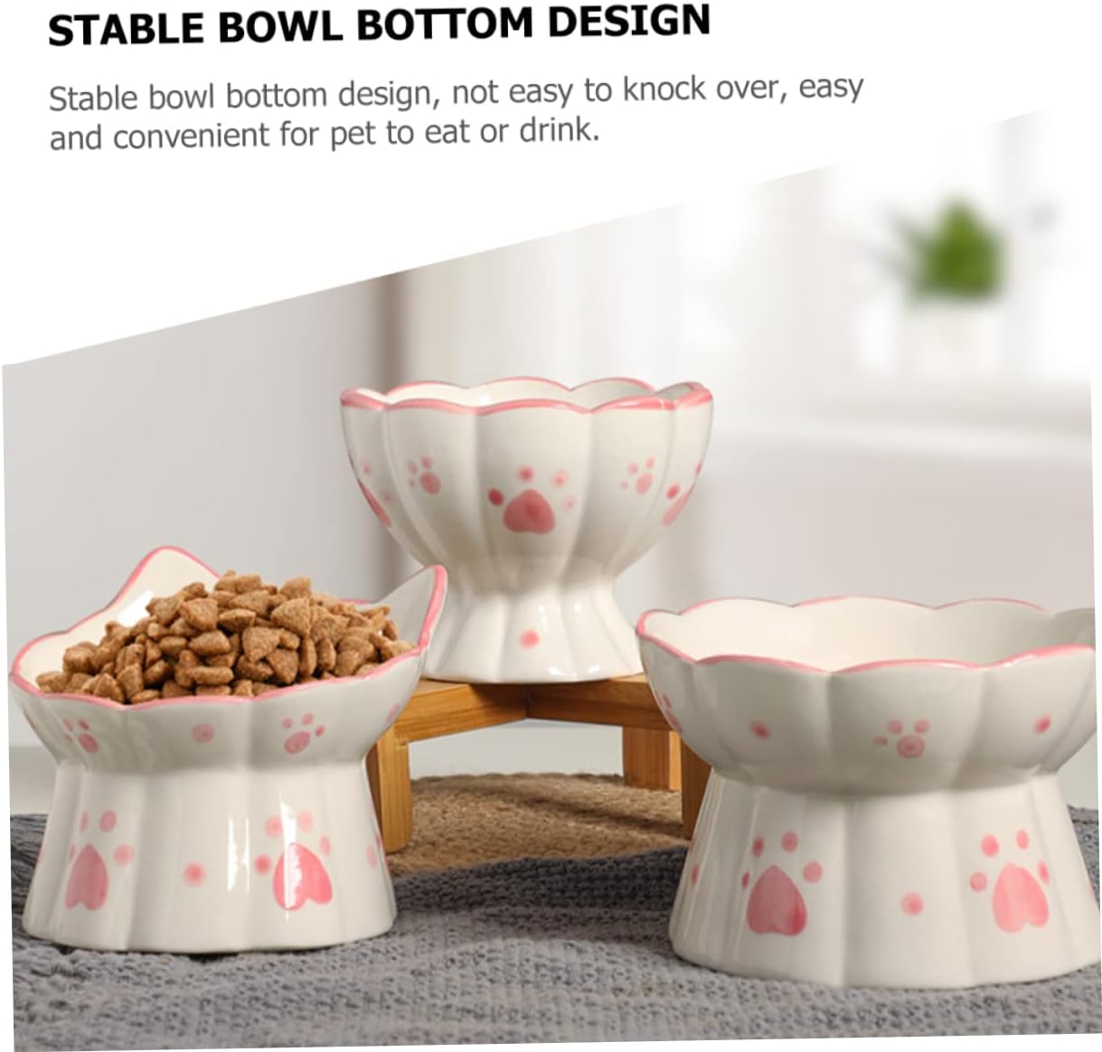 2pcs Elevated Cat Bowl Neck Protection Ceramic Feeder for Cats and Kittens -Spill Design Easy to Pet Food and Water Dishes Elevated Feeding