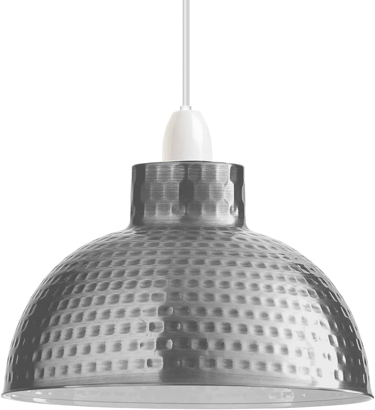 DC VOLTAGE Retro Ceiling Lampshade Metal Satin Nickel 26cm Easy Fit with Reducer Ring Modern Bulb Guard Hanging Lightshade for Bedroom Hallway Office Kitchen Dining Room Cafe Bar Restaurtant