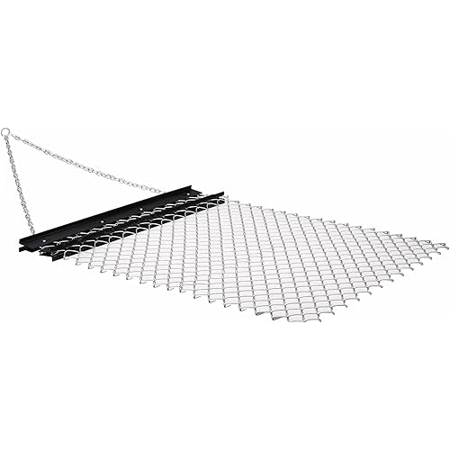 Yard Tuff 5 x 4 Foot Towable Steel Durable Rust Resistant Chain Rake Field Leveling ATV Drag Harrow with Galvanized Mesh Lining and Front Weight Tray