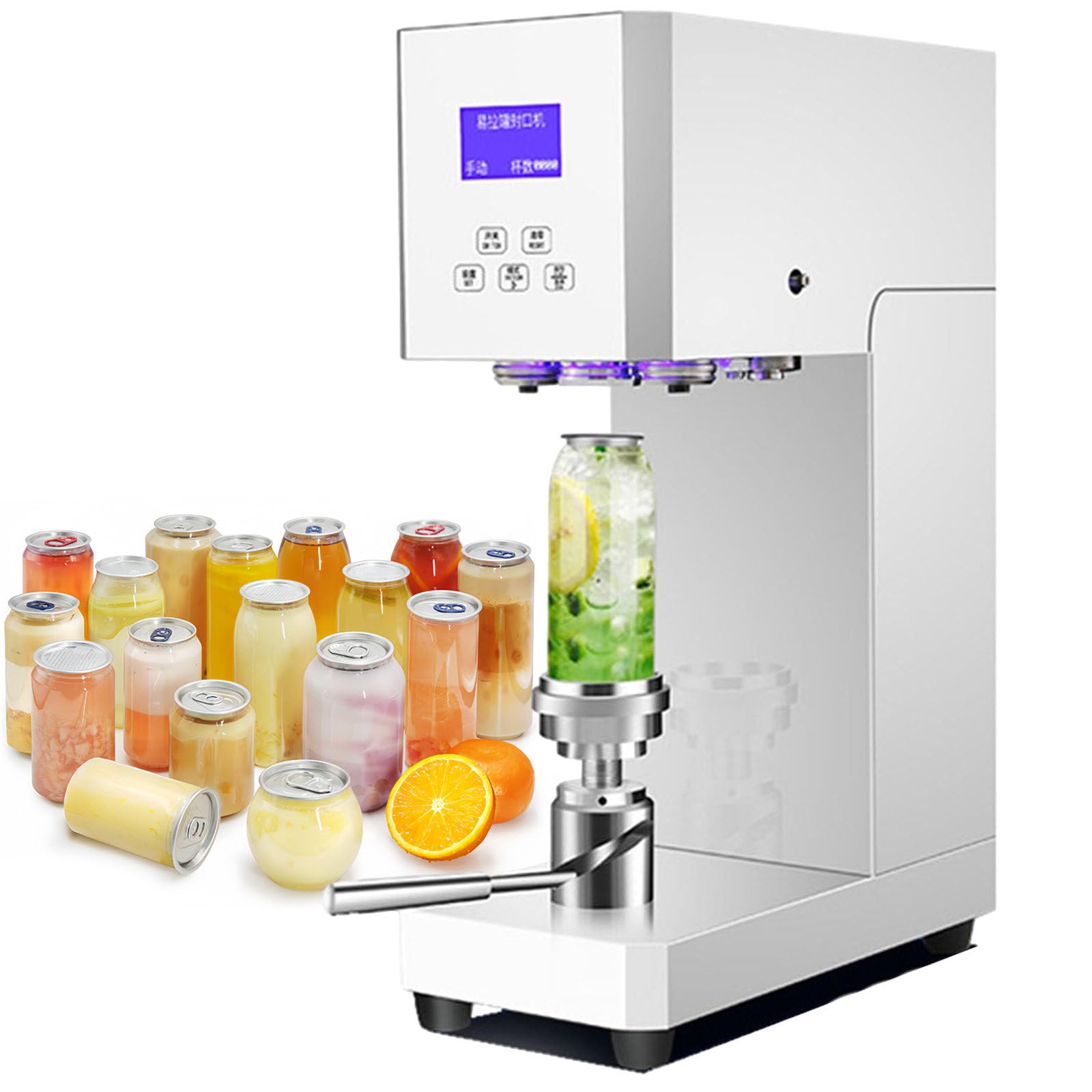 Commercial Semi-Automatic Tin Cup Sealer,Intelligent Control Panel & Counting,330/500/650 ml Soda Can Seaming Machine,White