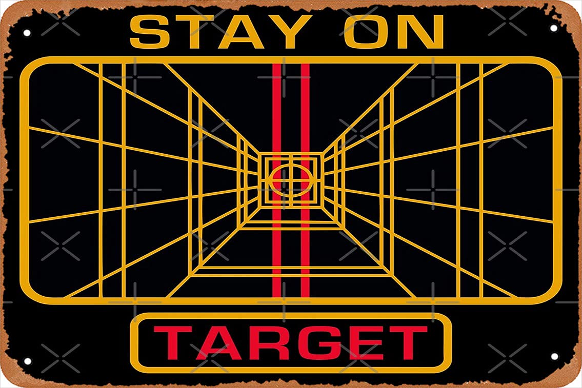 Agxiuga Aspictureshow-Nj020 Stay On Target Poster 8X12 Inch Retro Vintage Metal Sign Home Man Cave Art