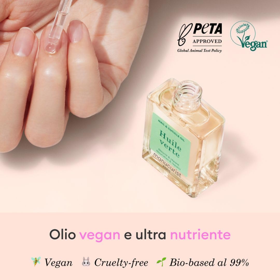 Manucurist Olio Verde per unghie - Olio cuticole unghie - Nutre e rigenera unghie e cuticole - Favorisce la ricrescita - Mix di 6 oli - 99% bio-based - Vegan - 15 ml - Idee Regalo Donna