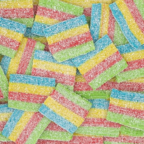 Image of Bebeto Sour Rainbow Licorice Belts Bite Size - Colorful Rainbow Sour Chewy Candy Belts for Kids & Adults | Party & Cake Decoration - 2lbs Bulk Size Candy by Kervan