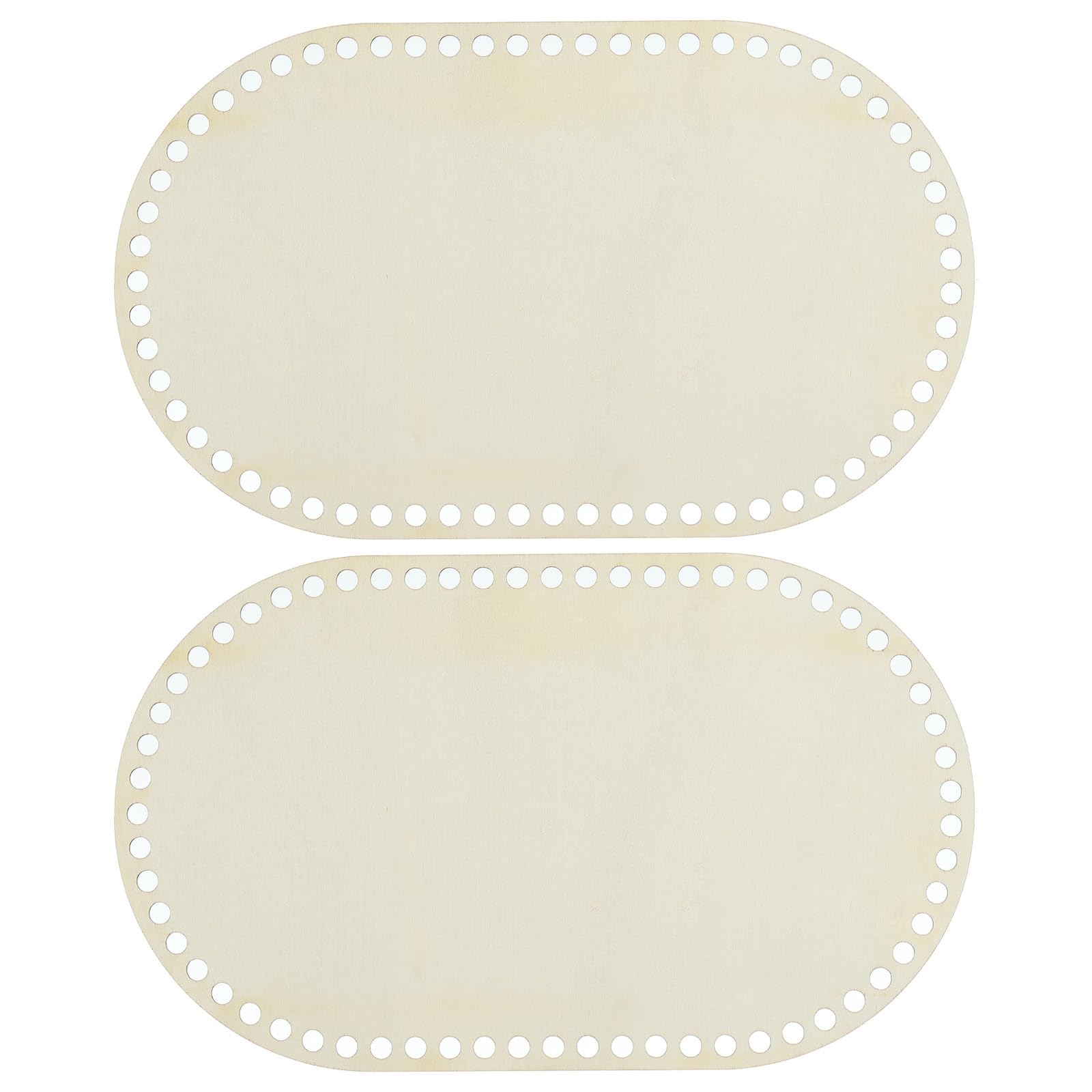 PATIKIL - 2 cestas de madera de 10 x 6 pulgadas, base ovalada de madera natural, formadora de bolsas de ganchillo para manualidades, tejido, suministros para tejer, agujero de madera de 3 mm