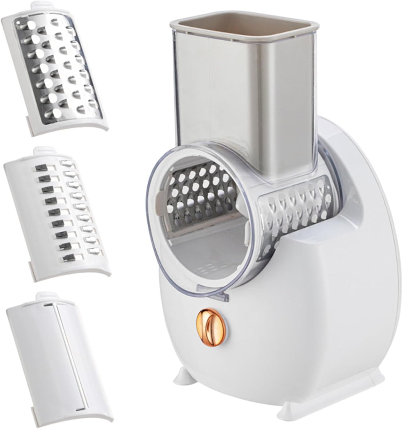 Electric Cheese Grater Detachable Automatic Cheese Grater with 3 Different Shapes Blades USB Rechargeable for Fruits, Vegetables