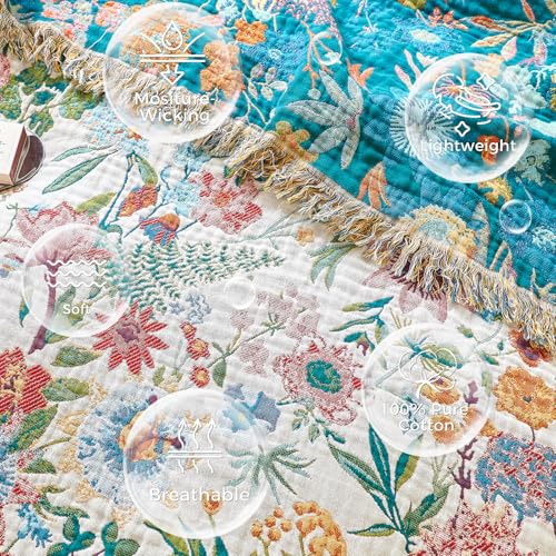 Image of LUTBM Boho Throw Blanket for Couch 50 inchx60 inch, Cotton Decorative Bed Throw