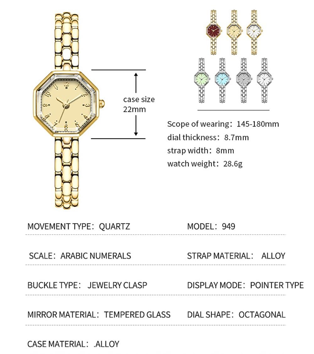 Orologio da donna ottagonale con quadrante piccolo e numeri di facile