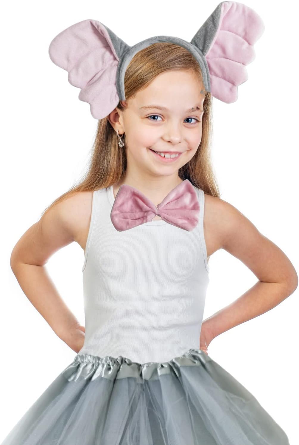 4 Pieces Elephant Costume Tutu Set Animal Themed Dress Costume Bow Tie Tail Kit for Halloween Party Dress Up - Image 4