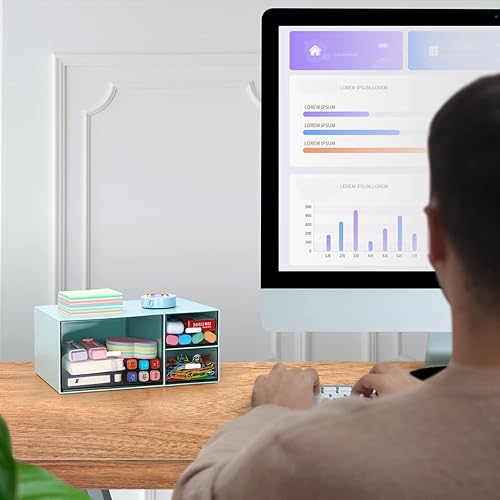 Miniatura 2 de LETURE Organizador de escritorio de oficina de papelería con 3 cajones, organizador de maquillaje de tocador, organizador de almacenamiento de