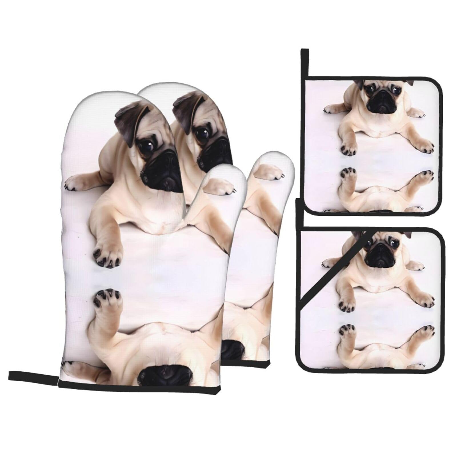 WHJSHOP Dog Prints Kitchen Layers: Waterproof Oven Covers for Safe Handling & Easy Cleanup – 4 Piece Heat Protection Bundle
