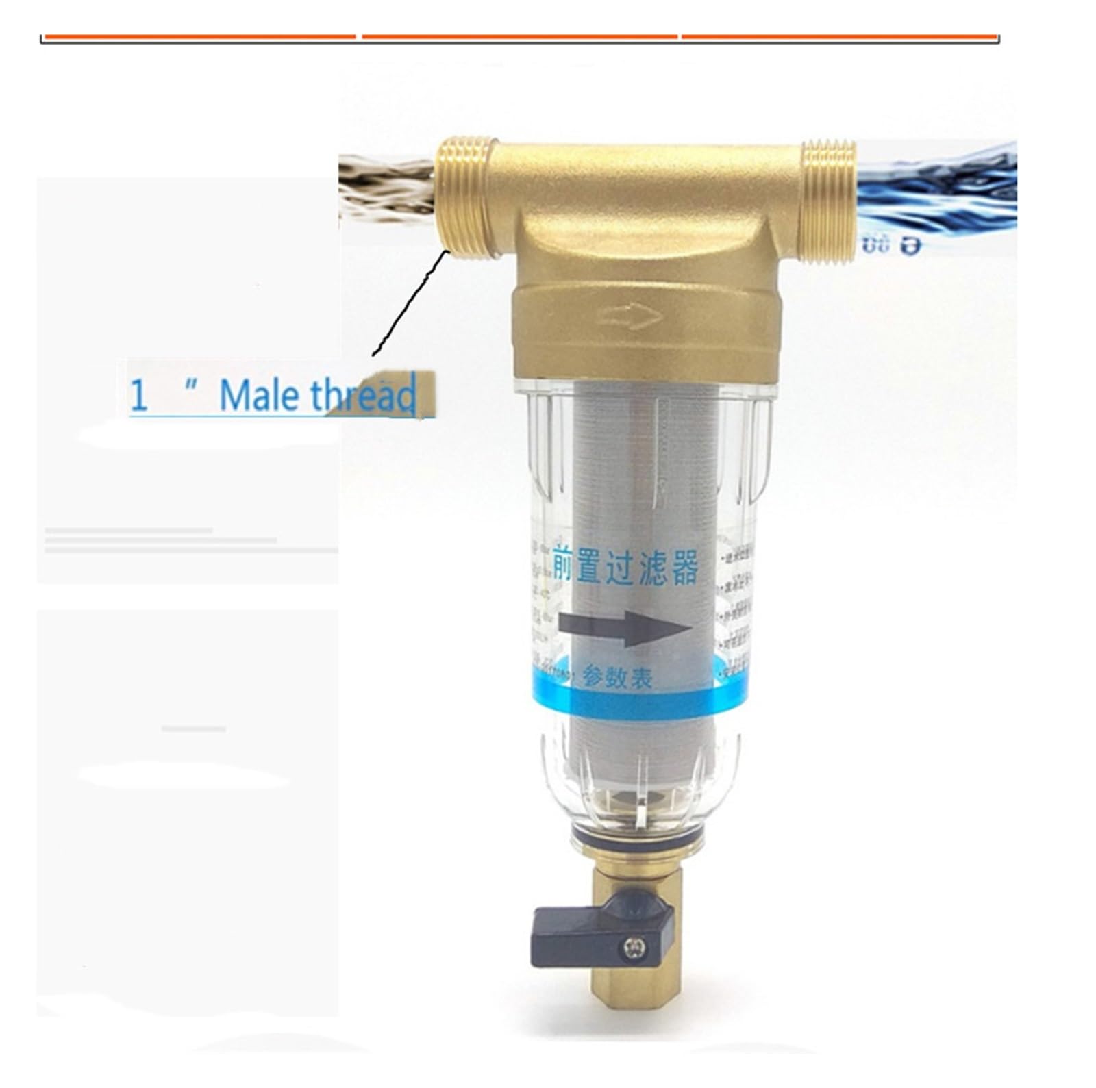 Filtro de agua prefiltro Primer paso del purificador de agua | Sistema Prefiltro Malla Acero Inoxidable 40micras 1 Pulgada