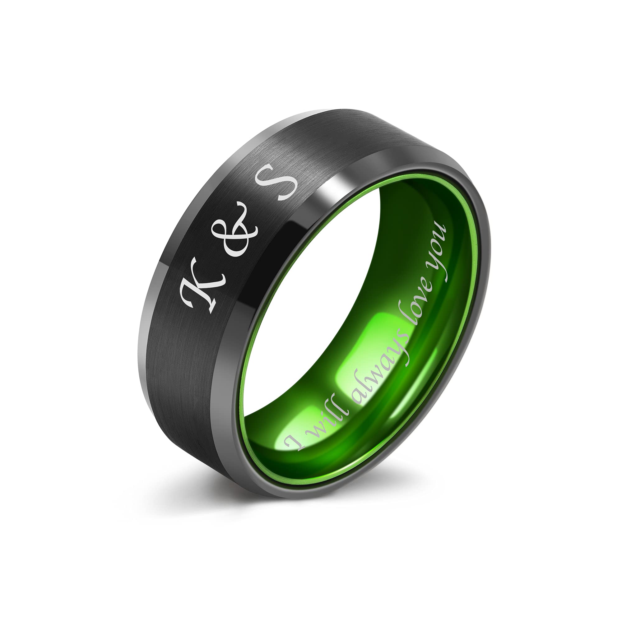 LerchPhi Engraved Custom Tungsten Rings For Men Wedding Band Personalized Titanium Promise Ring for Him Black/Red/Green/Purple/Blue Beveled Edge Szie