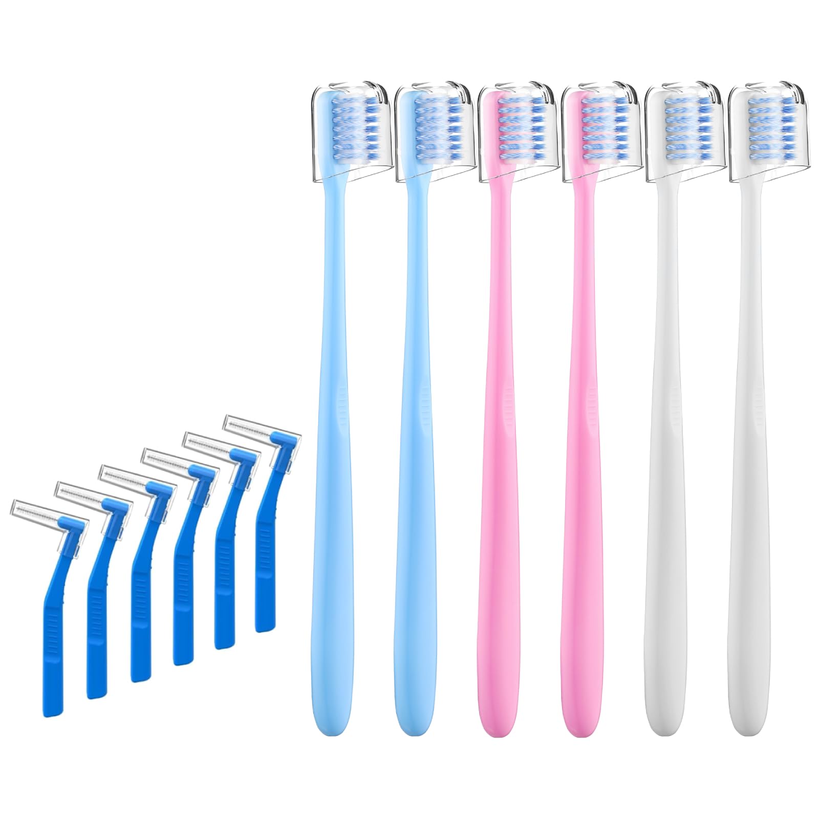 Cepillo de dientes ortodóntico en forma de V para aparatos ortopédicos, cerdas suaves, 6 unidades, con cepillos interdentales
